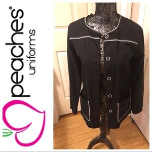 Black scrub jacket with white detail